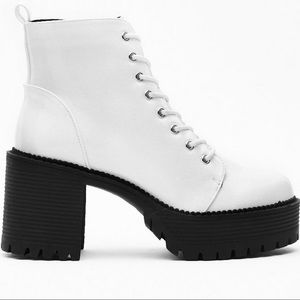 White Faux Leather Platform Boots